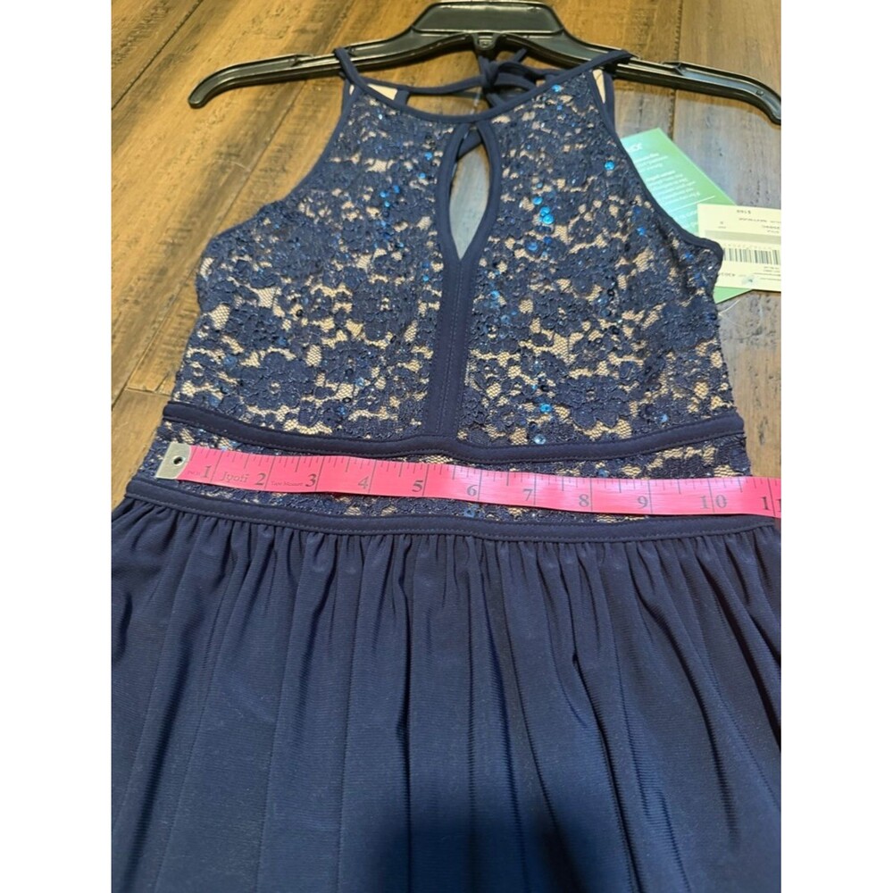 Morgan & Co. Navy Lace Evening Dress NWT - Picture 7 of 9